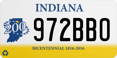 IN license plate 972BBO