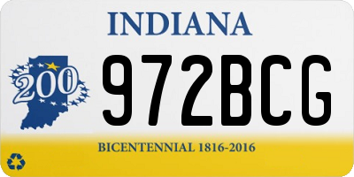 IN license plate 972BCG