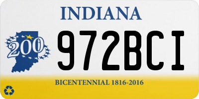 IN license plate 972BCI