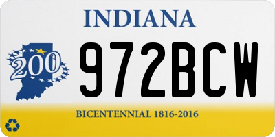 IN license plate 972BCW