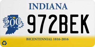 IN license plate 972BEK