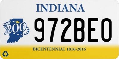 IN license plate 972BEO
