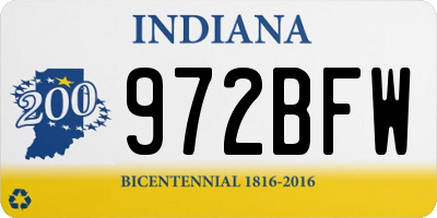 IN license plate 972BFW