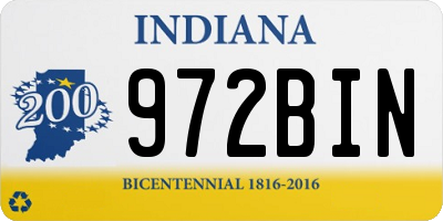 IN license plate 972BIN