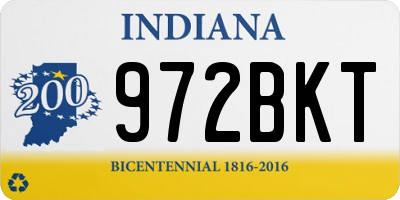 IN license plate 972BKT