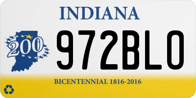 IN license plate 972BLO