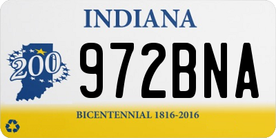 IN license plate 972BNA