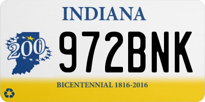 IN license plate 972BNK