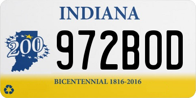 IN license plate 972BOD
