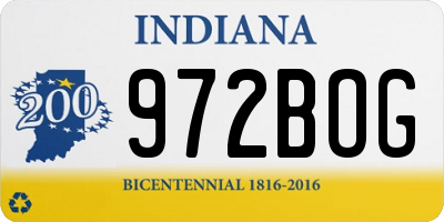IN license plate 972BOG