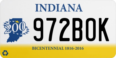 IN license plate 972BOK