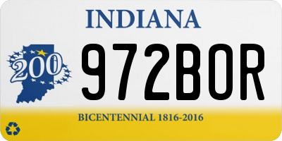 IN license plate 972BOR
