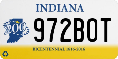 IN license plate 972BOT