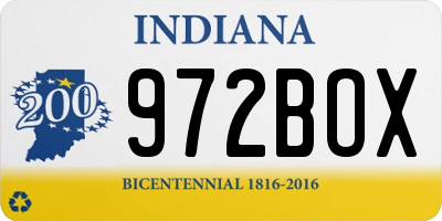 IN license plate 972BOX