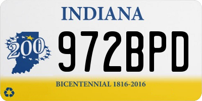 IN license plate 972BPD