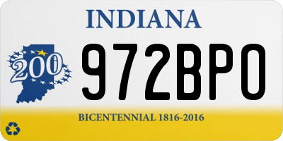 IN license plate 972BPO