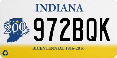 IN license plate 972BQK