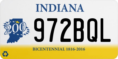 IN license plate 972BQL