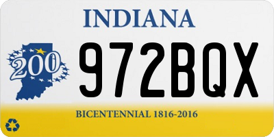 IN license plate 972BQX