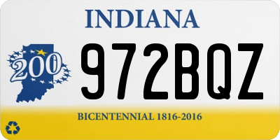 IN license plate 972BQZ