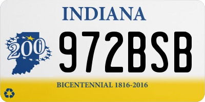 IN license plate 972BSB
