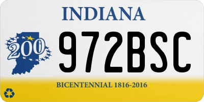 IN license plate 972BSC