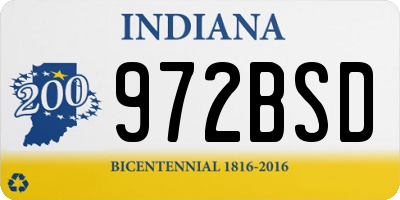 IN license plate 972BSD