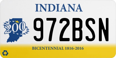 IN license plate 972BSN