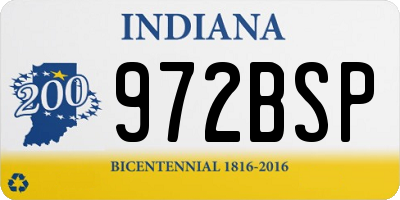 IN license plate 972BSP