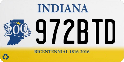 IN license plate 972BTD