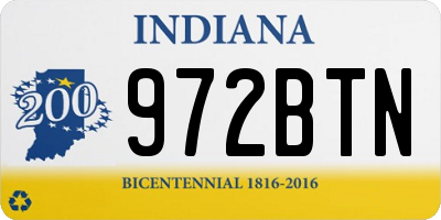 IN license plate 972BTN