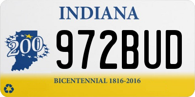 IN license plate 972BUD