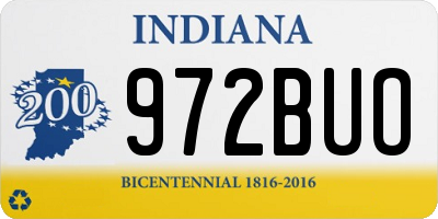 IN license plate 972BUO