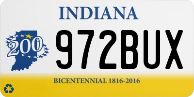 IN license plate 972BUX