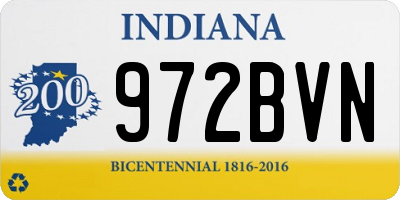 IN license plate 972BVN