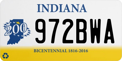 IN license plate 972BWA
