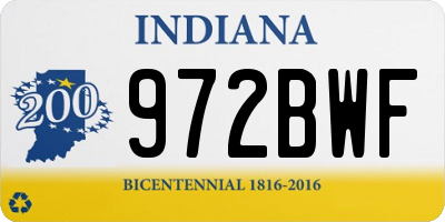 IN license plate 972BWF