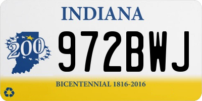 IN license plate 972BWJ