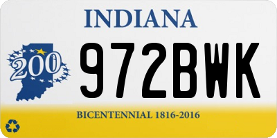 IN license plate 972BWK