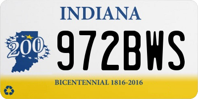 IN license plate 972BWS