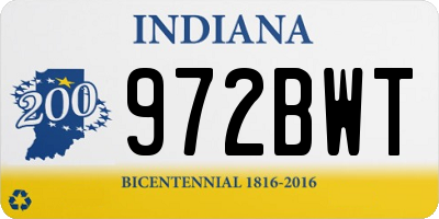 IN license plate 972BWT