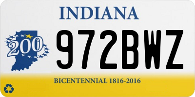 IN license plate 972BWZ