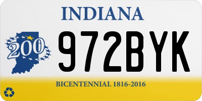 IN license plate 972BYK