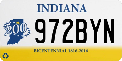 IN license plate 972BYN