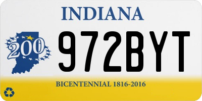 IN license plate 972BYT