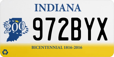 IN license plate 972BYX