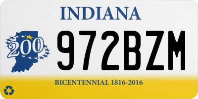 IN license plate 972BZM