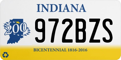IN license plate 972BZS