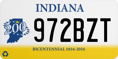 IN license plate 972BZT
