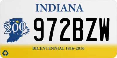 IN license plate 972BZW